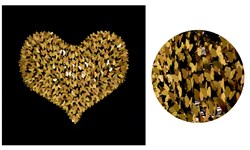 Golden Heart by Marcus Botbol - Original Mixed Media on Board sized 39x39 inches. Available from Whitewall Galleries